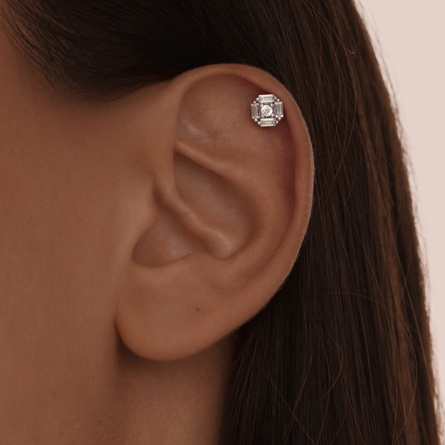 Серебряный пирсинг с фианитами Серебряный пирсинг с фианитами