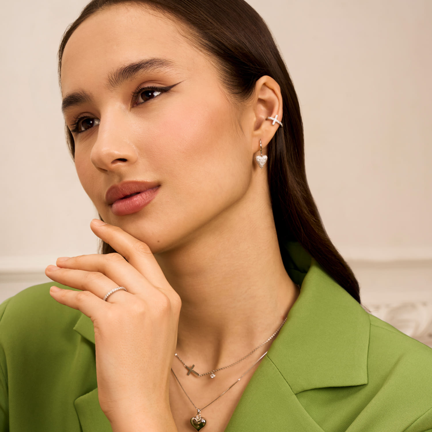 Серьги кольца серебро 925 женские висячие сердечки Серьги кольца серебро 925 женские висячие сердечки