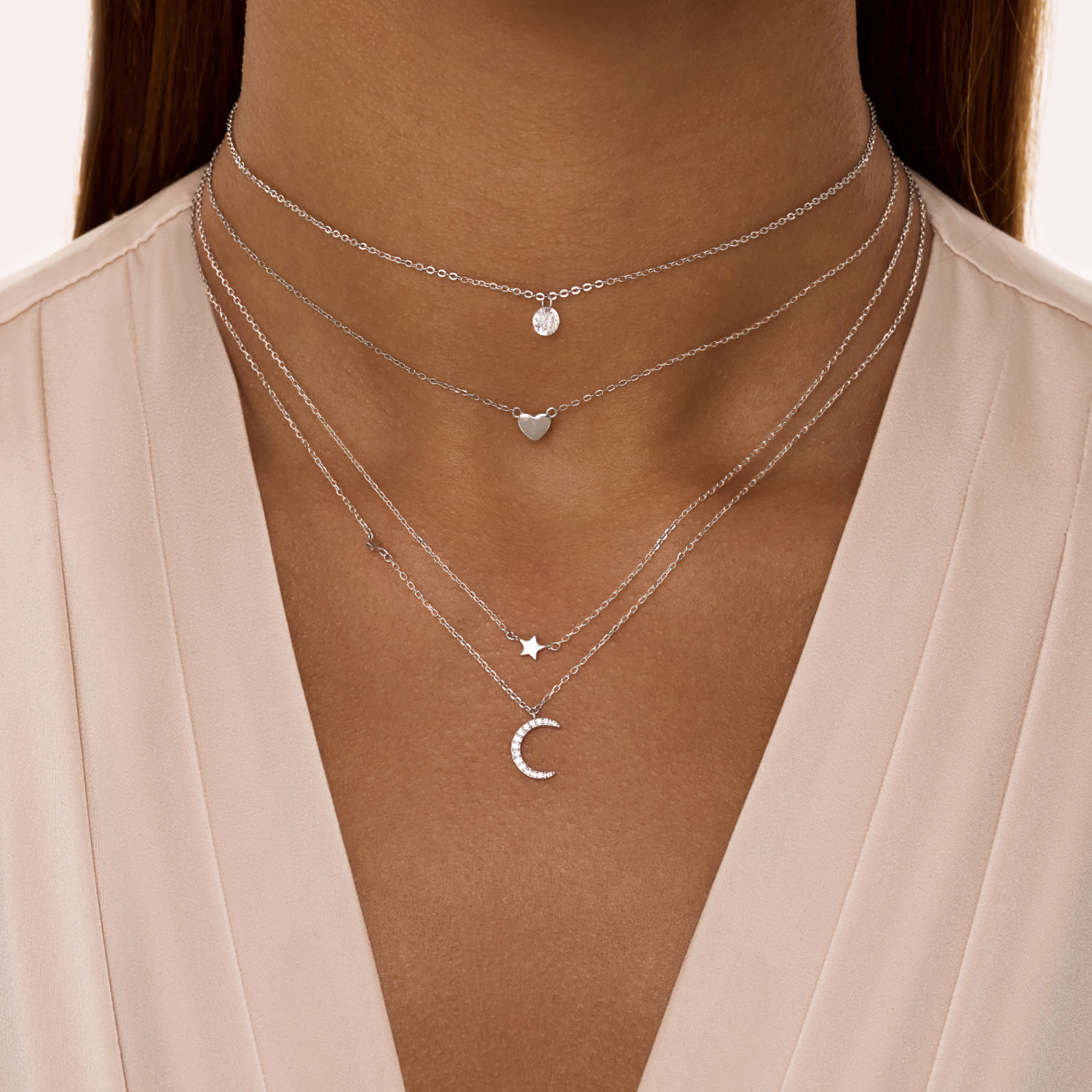 Подвеска на шею серебро 925 с цепочкой звезда и полумесяц Подвеска на шею серебро 925 с цепочкой звезда и полумесяц