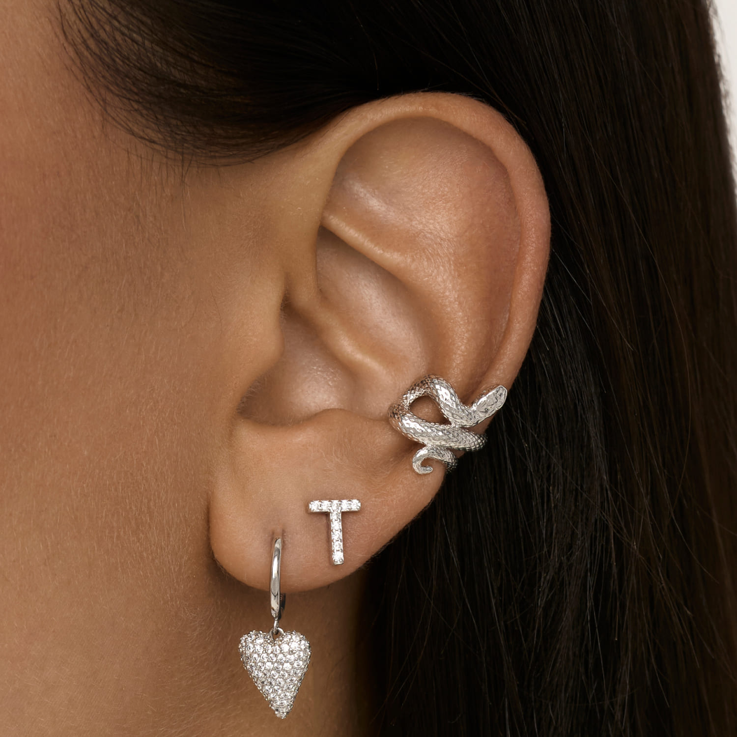 Серьги кольца серебро 925 женские висячие сердечки Серьги кольца серебро 925 женские висячие сердечки