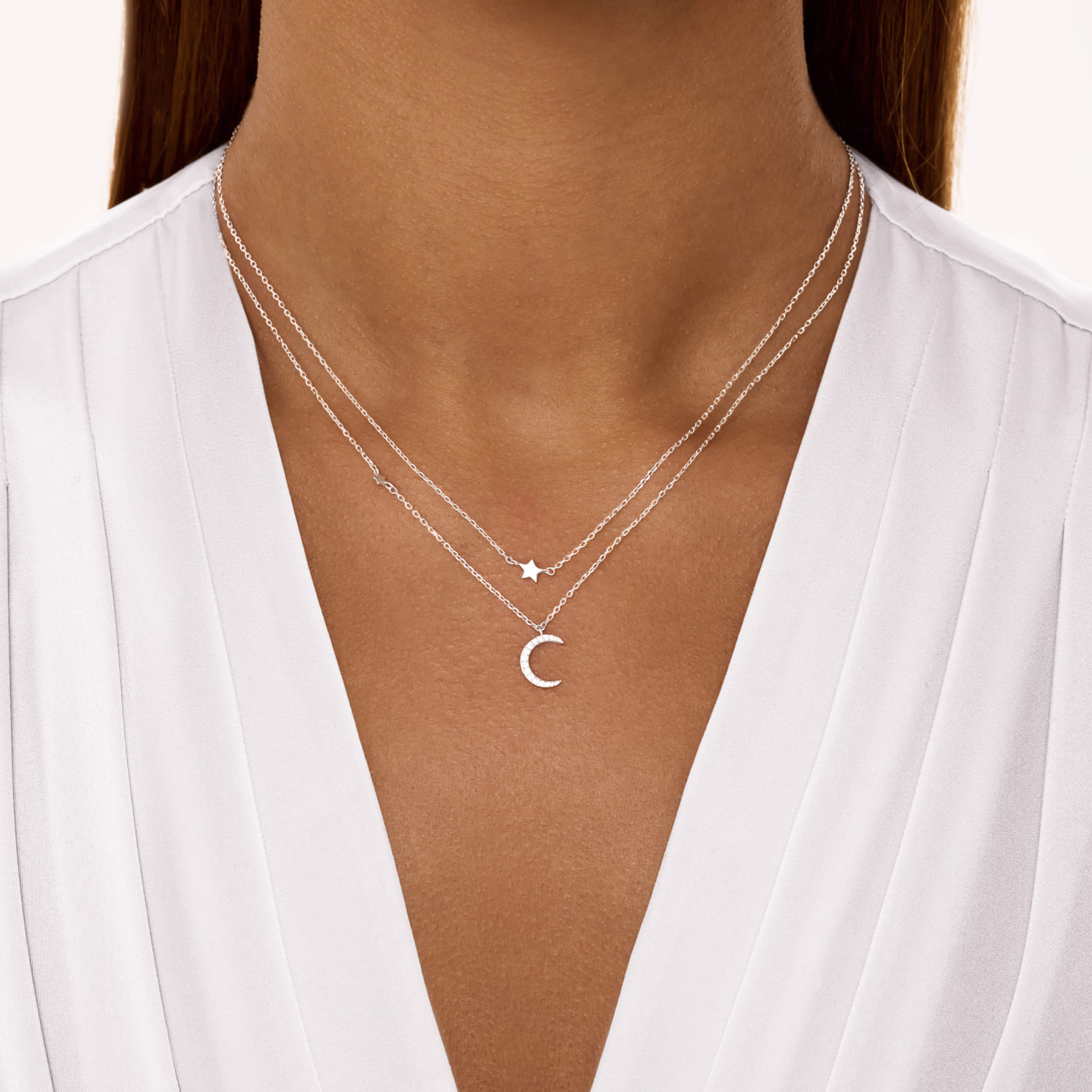 Подвеска на шею серебро 925 с цепочкой звезда и полумесяц Подвеска на шею серебро 925 с цепочкой звезда и полумесяц