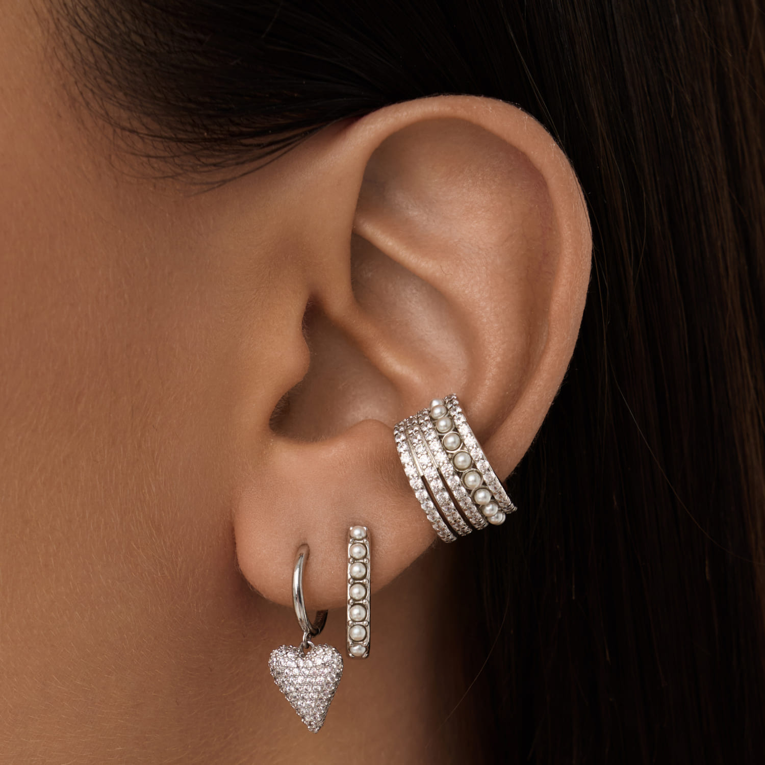 Серьги кольца серебро 925 женские висячие сердечки Серьги кольца серебро 925 женские висячие сердечки