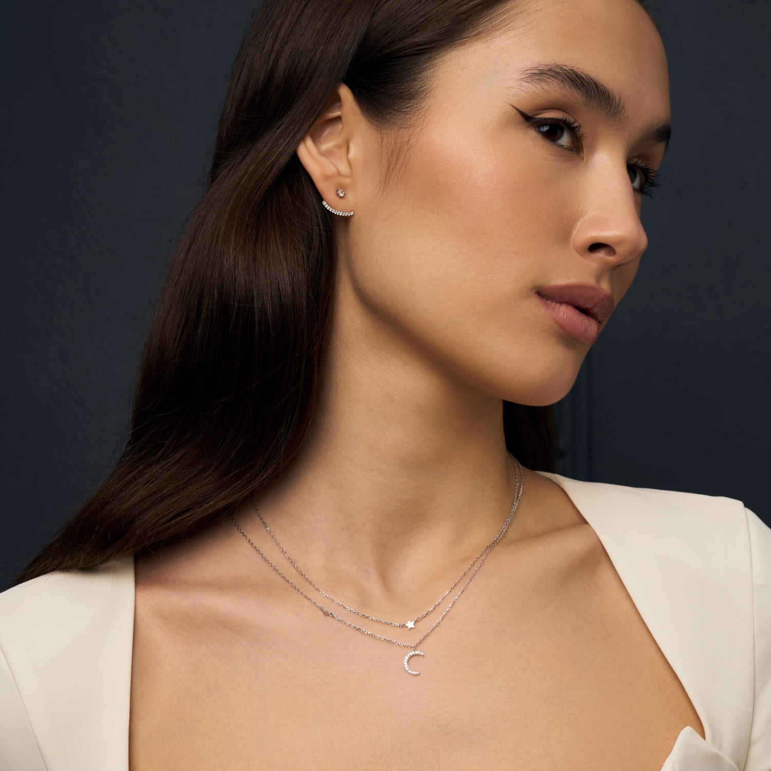 Подвеска на шею серебро 925 с цепочкой звезда и полумесяц Подвеска на шею серебро 925 с цепочкой звезда и полумесяц