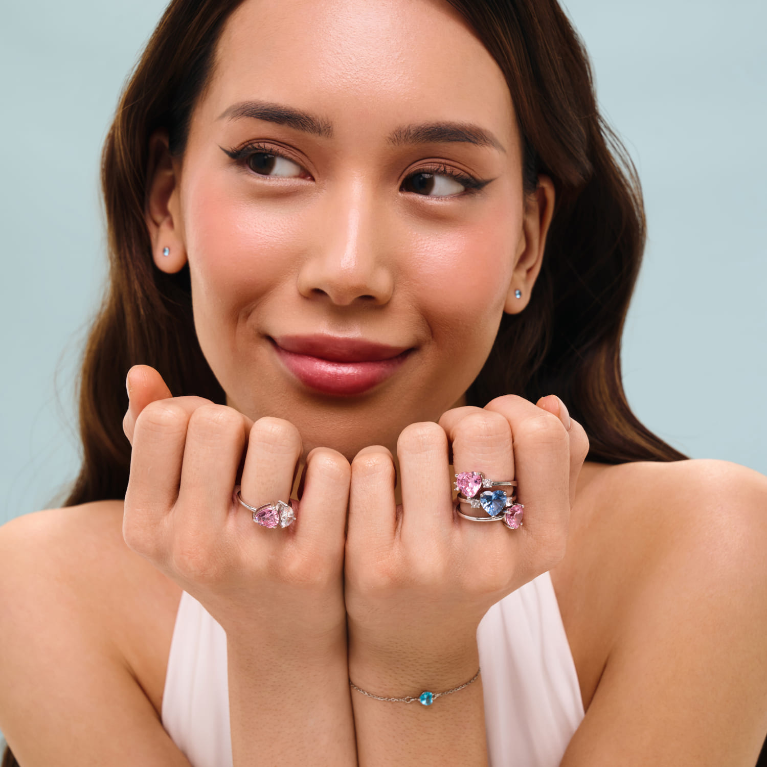 Серебряное кольцо Simone с розовым сердцем Серебряное кольцо Simone с розовым сердцем